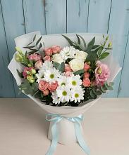 Букет цветов из:  Розы, Лизиантусы и Хризантемы в Орудьево