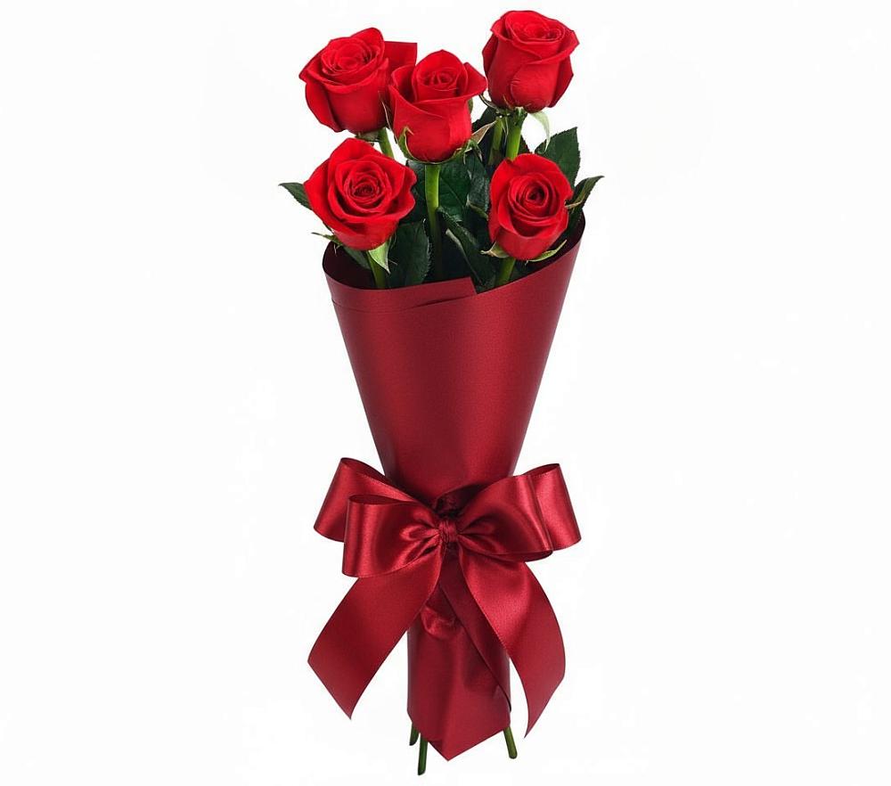 Букет 5 Красных роз Эдлесс Лав в Орудьево