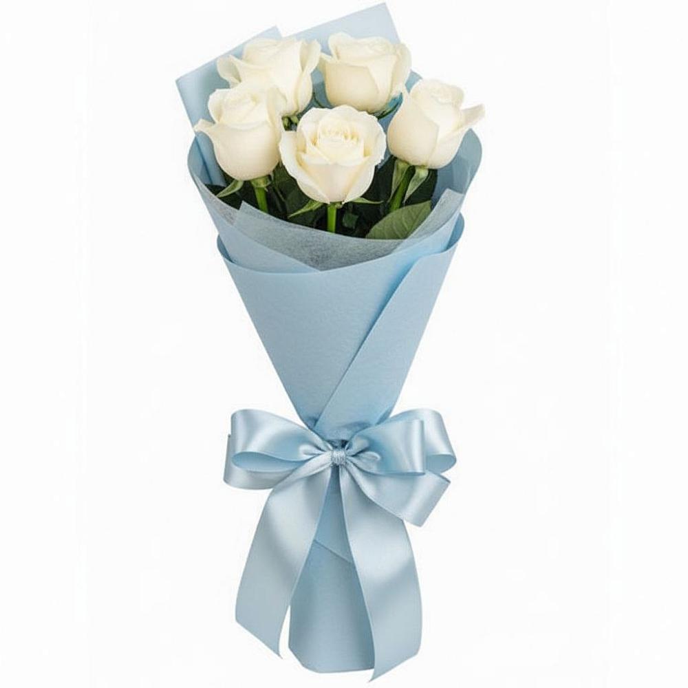 Букет 5 Белых роз Проуд в Орудьево