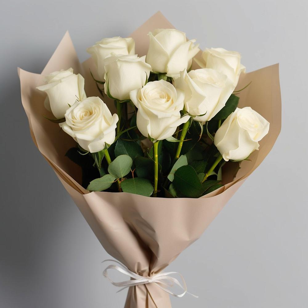 Букет 9 Белых роз Эдлесс Лав в Орудьево