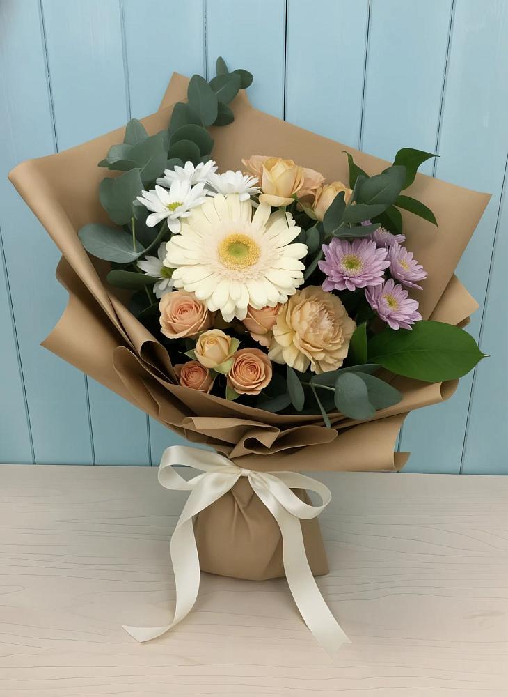 Букет цветов из: Герберы и Хризантемы в Орудьево