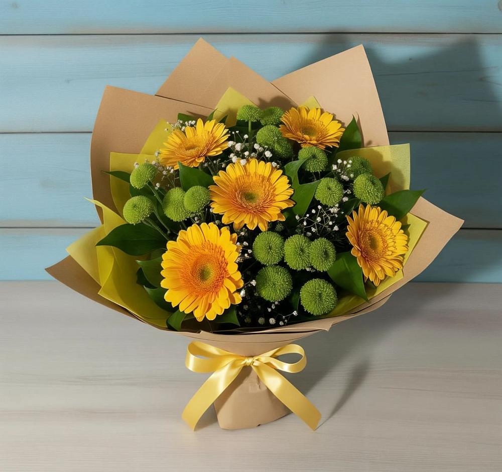 Букет цветов из: Герберы и Хризантемы в Орудьево