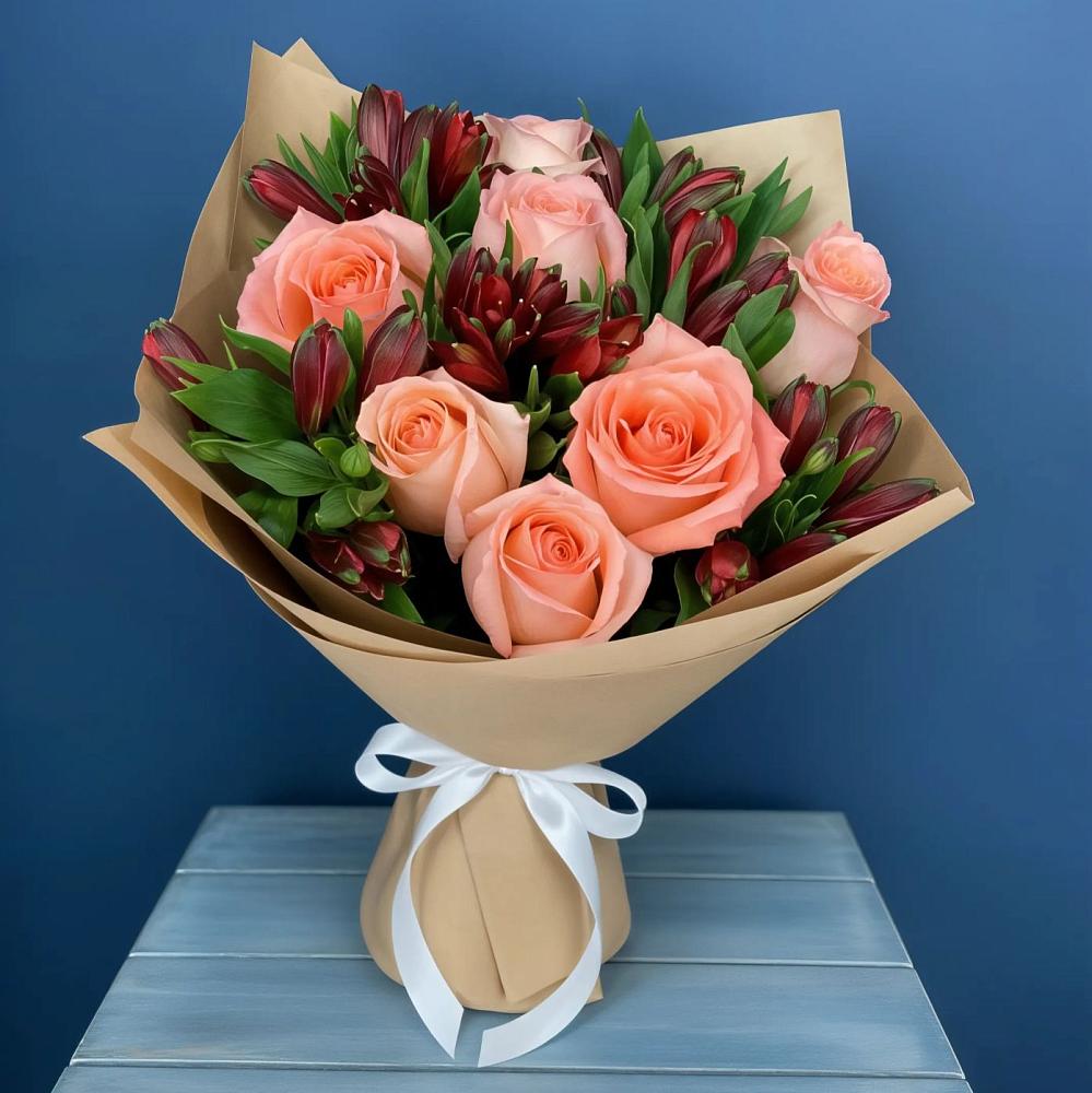 Букет цветов из: Розы и Альстромерии в Орудьево