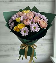 Букет цветов из:  Хризантемы и Розы в Орудьево