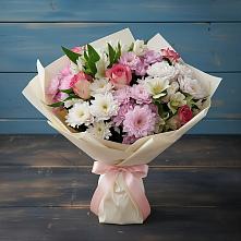 Букет цветов из:  Хризантемы, Альстромерии и Розы в Орудьево