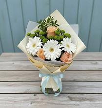 Букет цветов из:  Герберы, Розы и Хризантемы в Орудьево