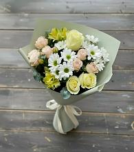 Букет цветов из:  Альстромерии, Розы и Хризантемы в Орудьево