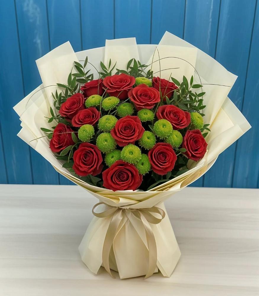 Букет цветов из: Розы и Хризантемы в Орудьево