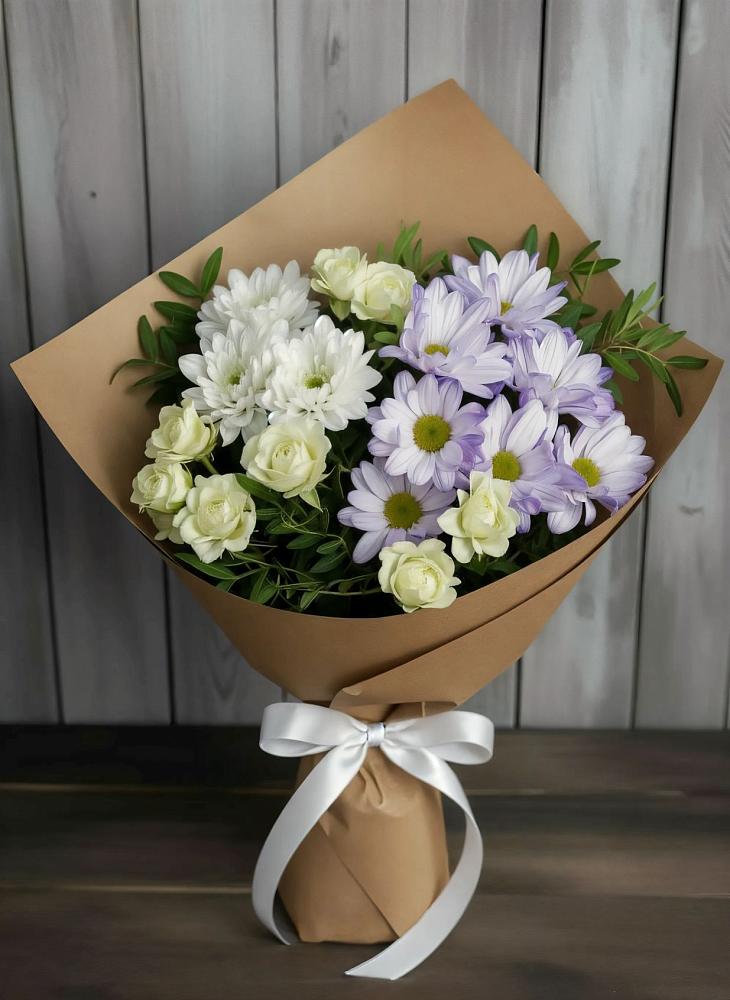 Букет цветов из: Хризантемы и Розы в Орудьево